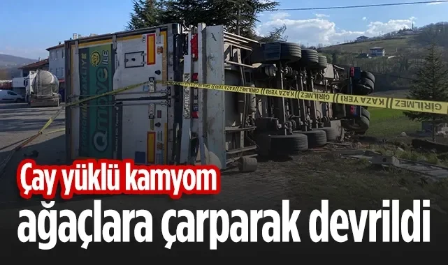 Samsun'da Çay Yüklü Tır Devrildi: 1 Yaralı