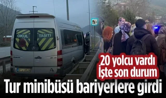 Samsun’da Tur Minibüsü Bariyerlere Girdi! 20 Yolcu Vardı...