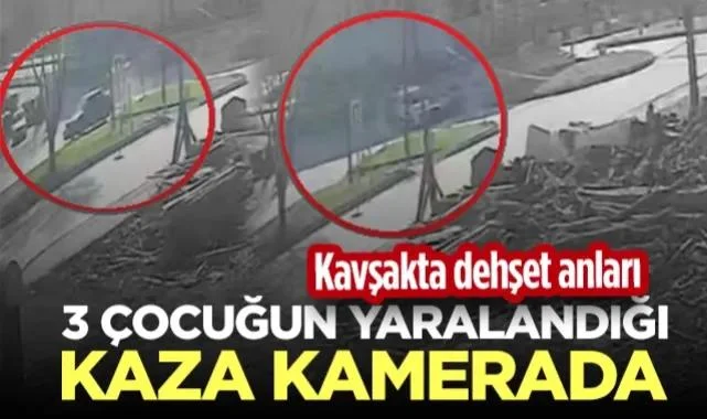 Kavşakta Dehşet Anları! Samsun'da 3 Çocuğun Yaralandığı Kaza Kamerada