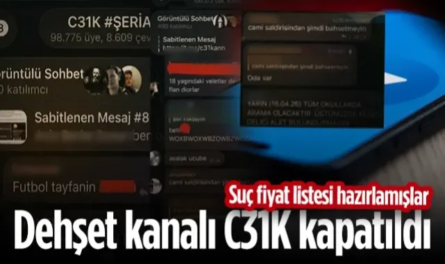 Okul Saldırıları Sonrası Dehşet Kanalı C31K Kapatıldı! Suç Fiyat Listesi Yayınlamışlar...