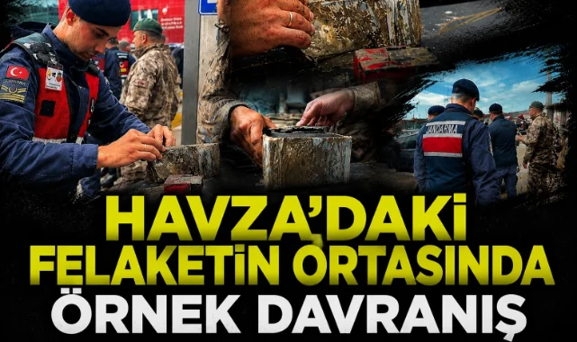 Havza'da sel felaketi sonrası jandarmadan örnek davranış
