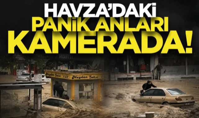 Havza'daki selde vatandaşların kurtuluş anı görüntülendi