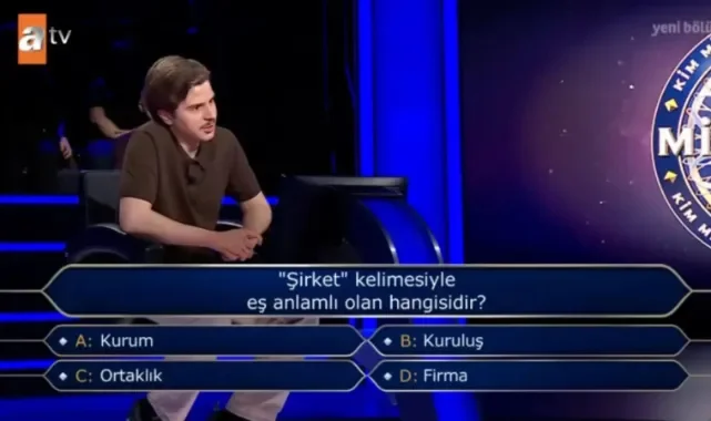 Kim Milyoner Olmak İster'de dikkat çeken soru: Şirket kelimesinin eş anlamlısı nedir?