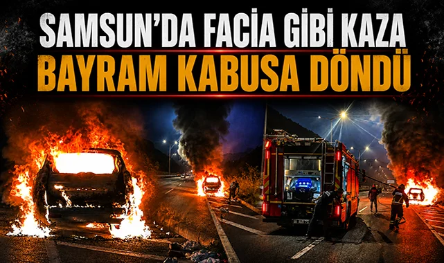 Kurban Bayramı yolculuğu kabusa döndü: Samsun'da seyir halindeki araç yandı