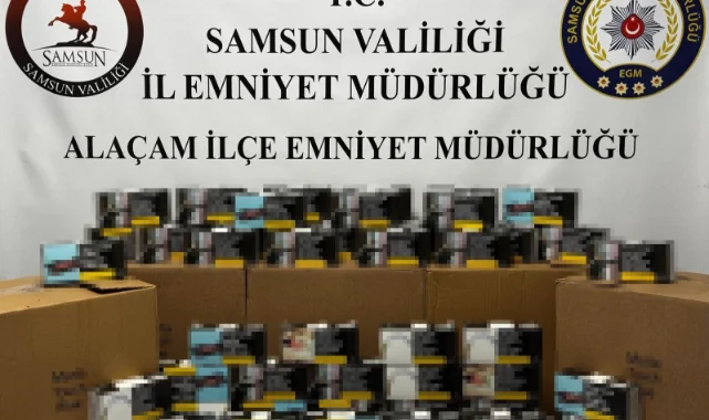 Samsun’da 50 bin adet dolu makaron ele geçirildi