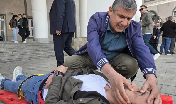 Samsun'da belediye binasında yangın tatbikatı