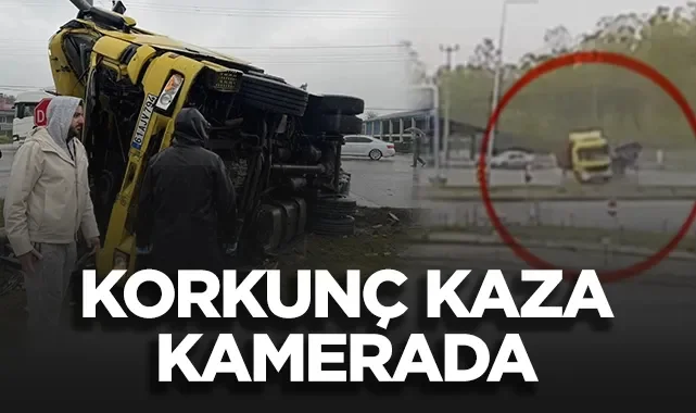 Samsun'da Durmaya Çalışırken Devrildi: Korkunç Kaza Kamerada