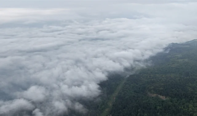 Samsun'da Etkili Olan Sis Dronla Görüntülendi