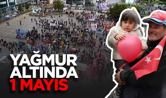 Samsun'da Yağmur Altında 1 Mayıs Kutlaması