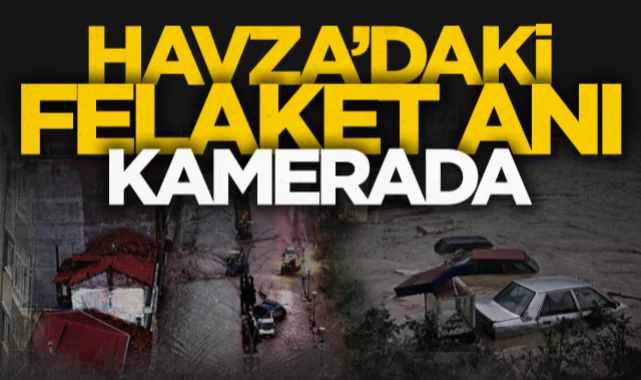 Samsun'un Havza ilçesinde selin geliş anına ait yeni görüntüler ortaya çıktı