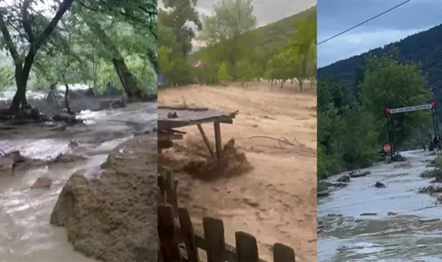 Tokat’ta sağanak dehşeti: Dereler taştı, sel suları ağaçları kökünden döktü!