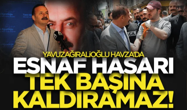 Yavuz Ağıralioğlu Havza'da sel bölgesini inceledi: Esnaf bu hasarı tek başına kaldıramaz