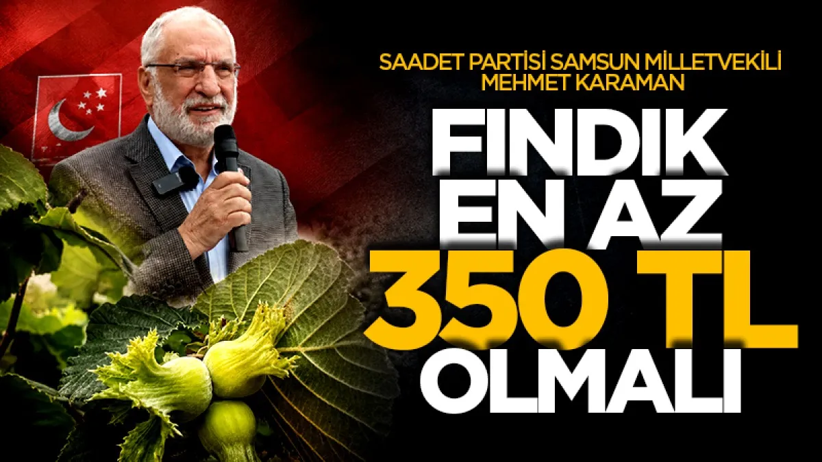 Saadet Partisi Samsun Milletvekili Mehmet Karaman: Fındık en az 350 TL olmalı