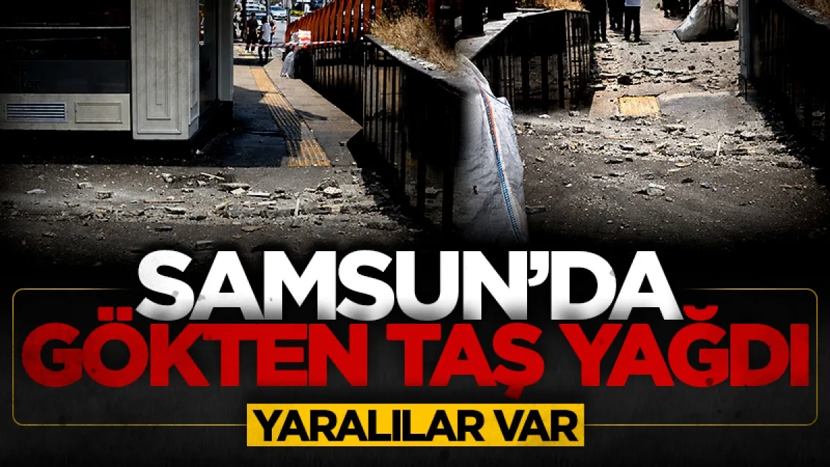 Samsun'da 8 katlı iş hanından düşen sıva parçaları 2 kişiyi yaraladı