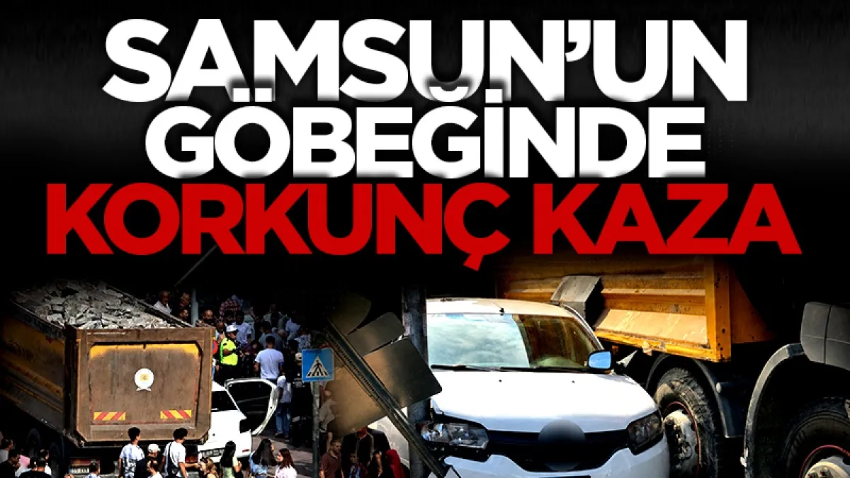 Samsun'da kamyonun çarptığı otomobil direk ile kamyon arasında sıkıştı: 1 yaralı