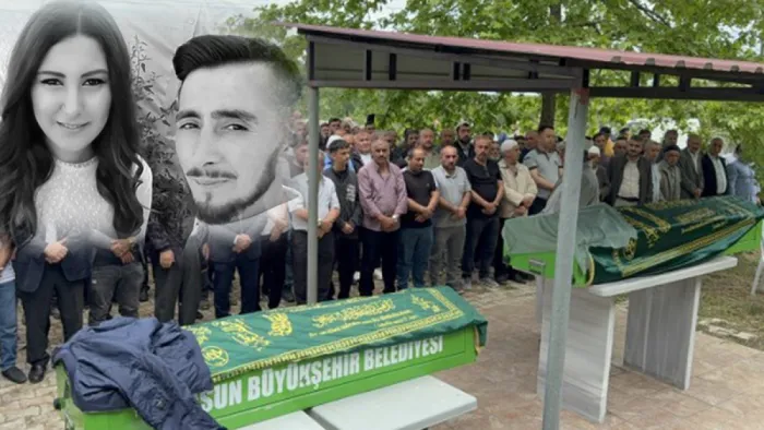 Samsunlu genç çift son yolculuğuna gözyaşlarıyla uğurlandı