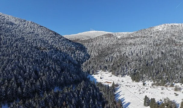 Alaçam Ormanlarında Kar Güzelliği Dronla Görüntülendi