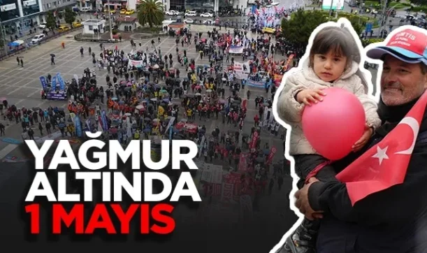 Samsun'da Yağmur Altında 1 Mayıs Kutlaması