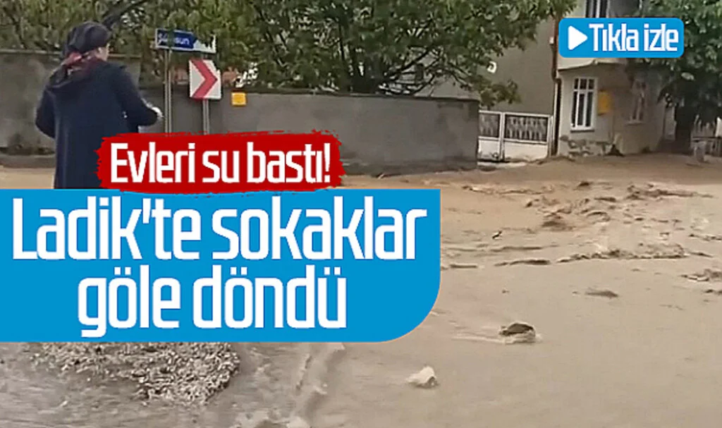 Ladik'te sokaklar göle döndü! Evleri su bastı... Tıkla izle