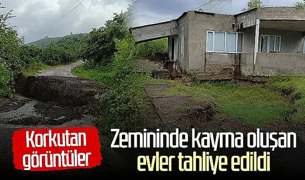 Korkutan görüntüler! Samsun'da zemininde kayma oluşan evler tahliye edildi