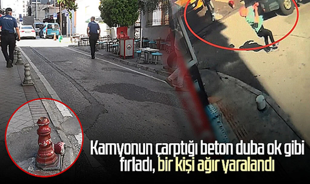 Samsun'da kamyonun çarptığı beton duba ok gibi fırladı, bir kişi ağır yaralandı