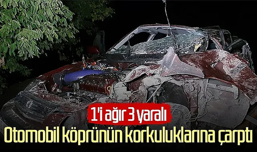 Samsun'da otomobil köprünün korkuluklarına çarptı: 1'i ağır 3 yaralı