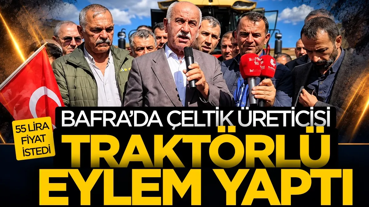 Bafra'da çeltik üreticisi traktörlü eylem yaptı...55 lira fiyat istedi