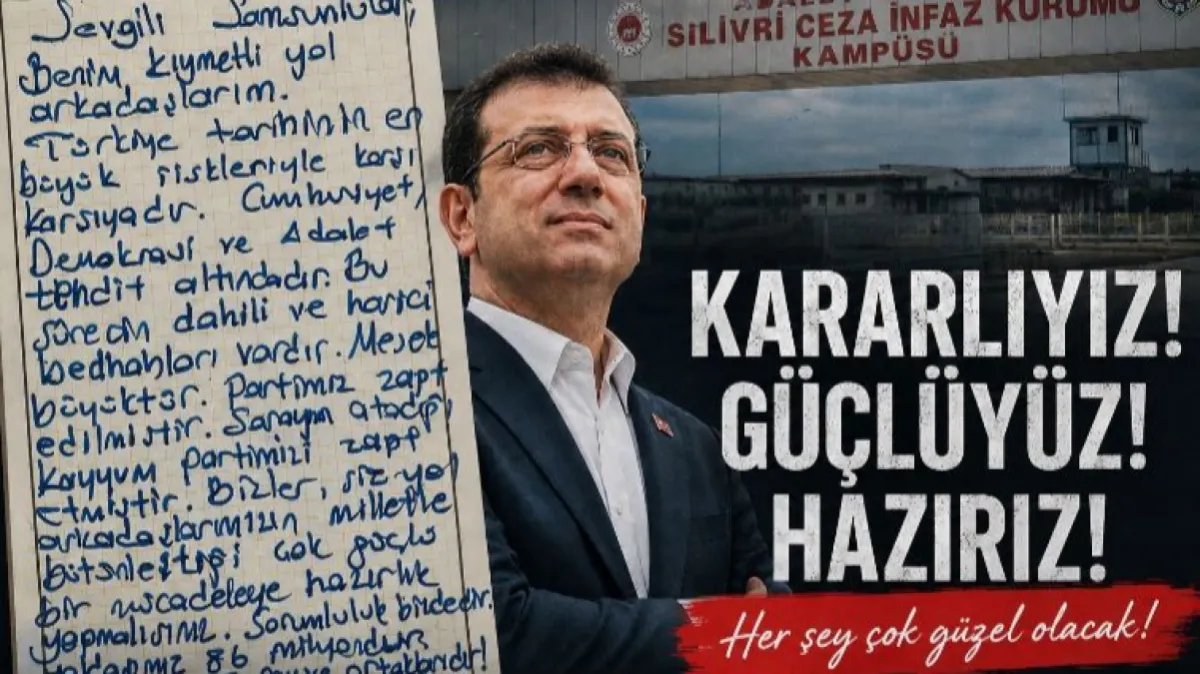 Ekrem İmamoğlu'dan Samsun'a mektup