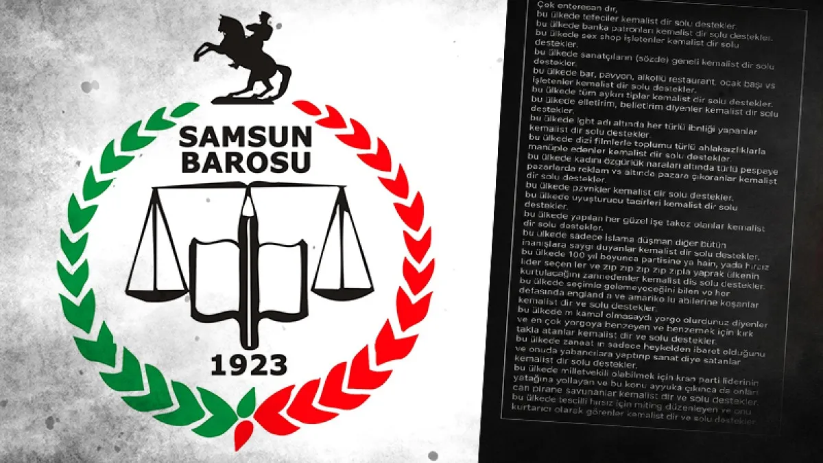 Samsun Barosu skandal paylaşımla ilgili yasal süreci başlatıyor