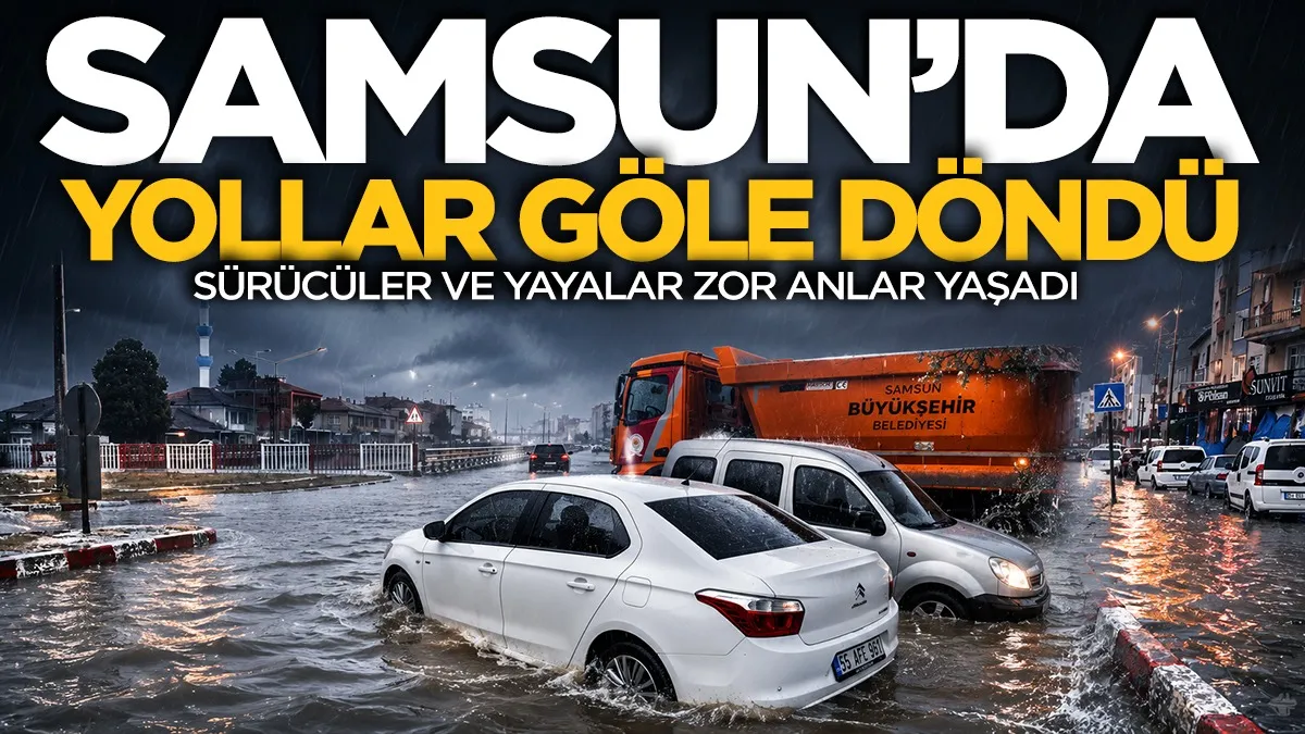 Samsun Kavak'ta yollar göle döndü