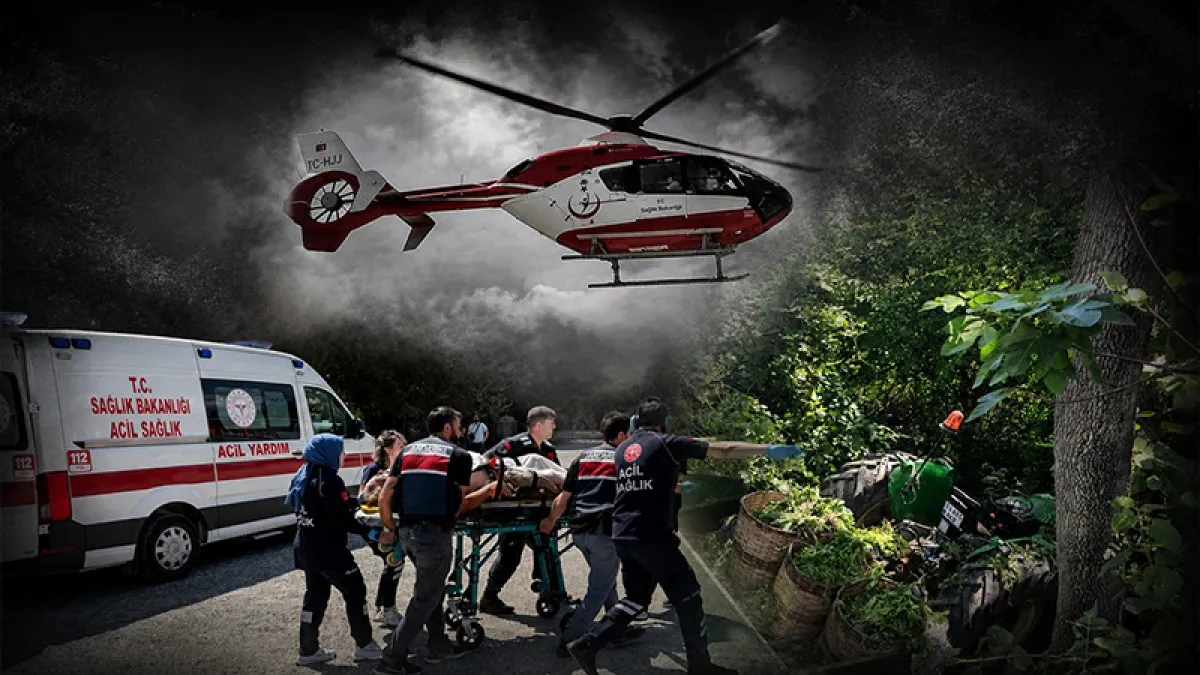 Samsun'da dereye devrilen traktörün sürücüsü hava ambulansıyla taşındı