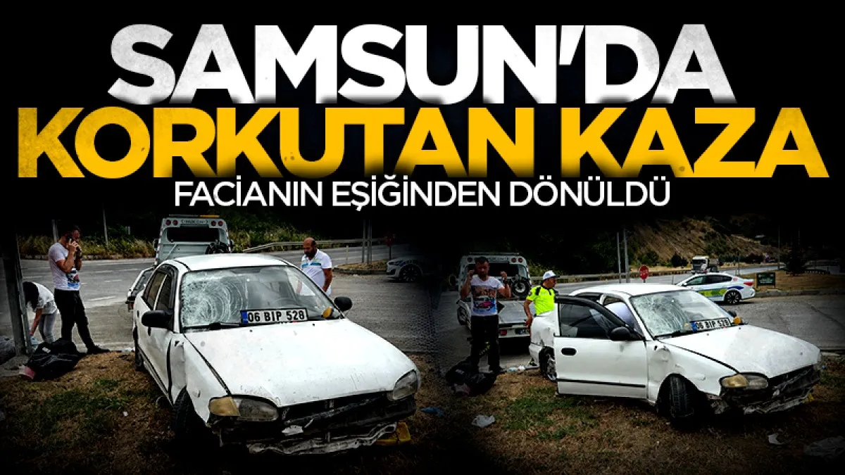 Samsun'da direksiyon hakimiyetini kaybeden sürücü refüje çıktı