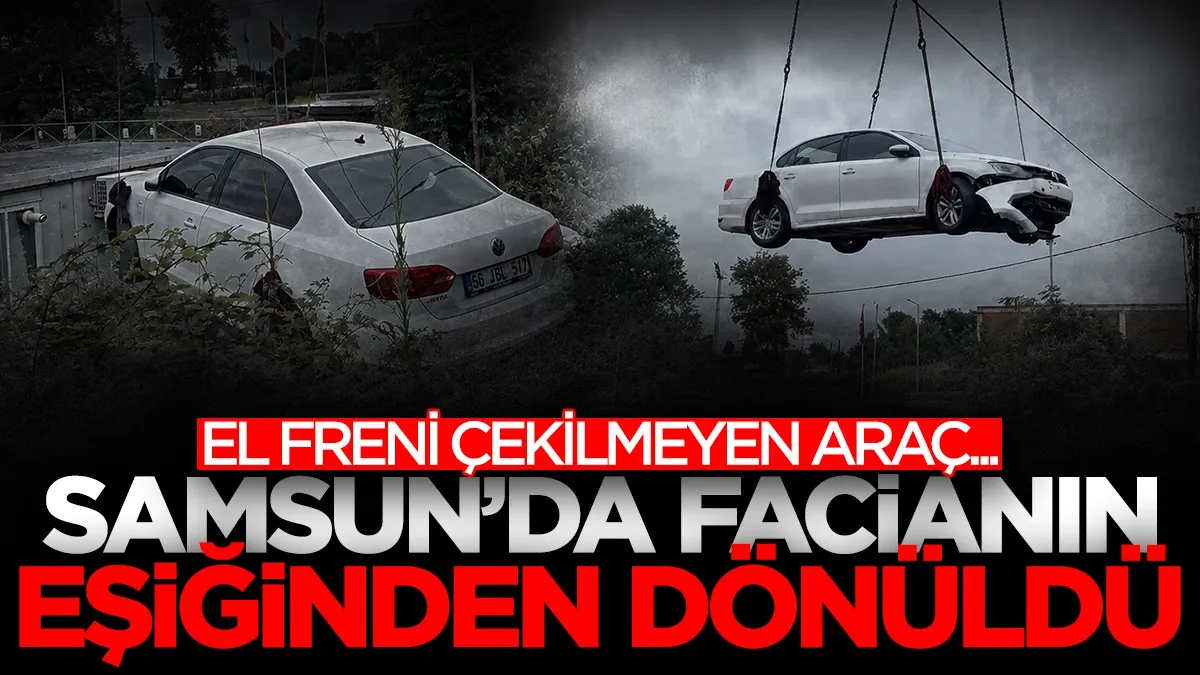 Samsun'da facianın eşiğinden dönüldü! El freni çekilmeyen araç doğal gaz tesisine daldı...