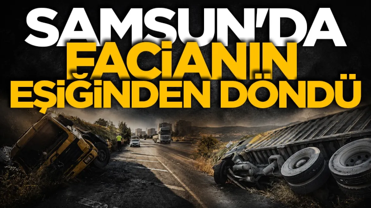 Samsun'da hurda yüklü kamyon su kanalına devrildi