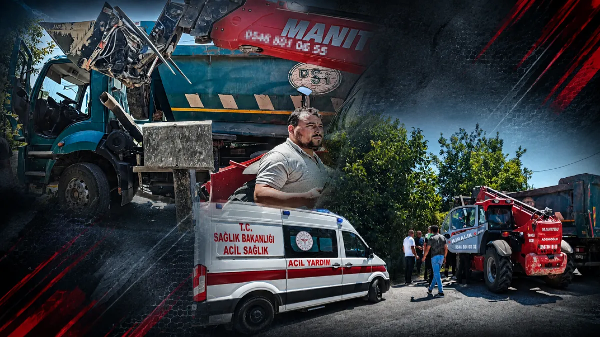 Samsun'da iş makinesi ile kamyon çarpıştı: 1 yaralı