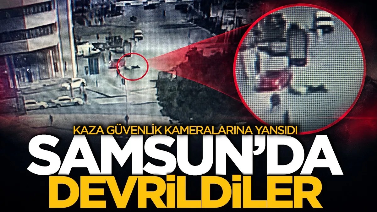 Samsun'da kavşakta motosiklet devrildi, kaza kameraya yansıdı