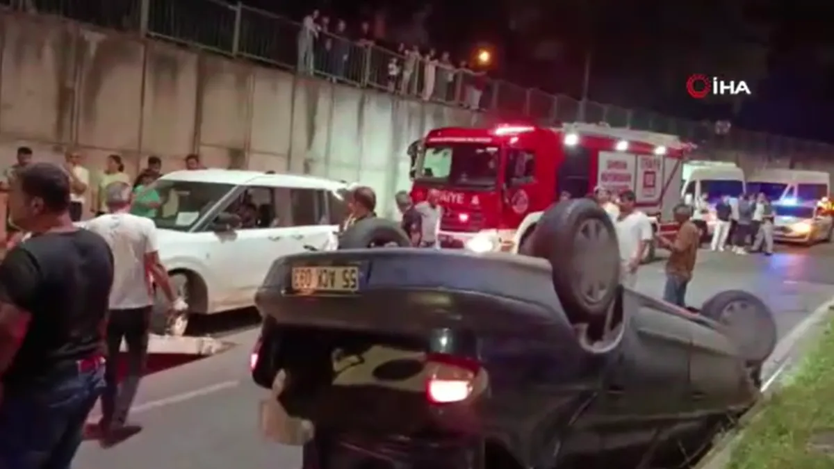 Samsun'da  kazada otomobil takla attı
