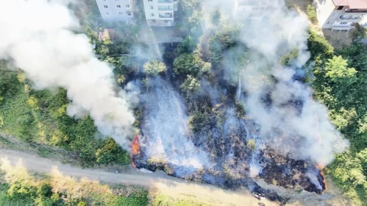Samsun'da korkutan yangın: Dron ile havadan görüntülendi