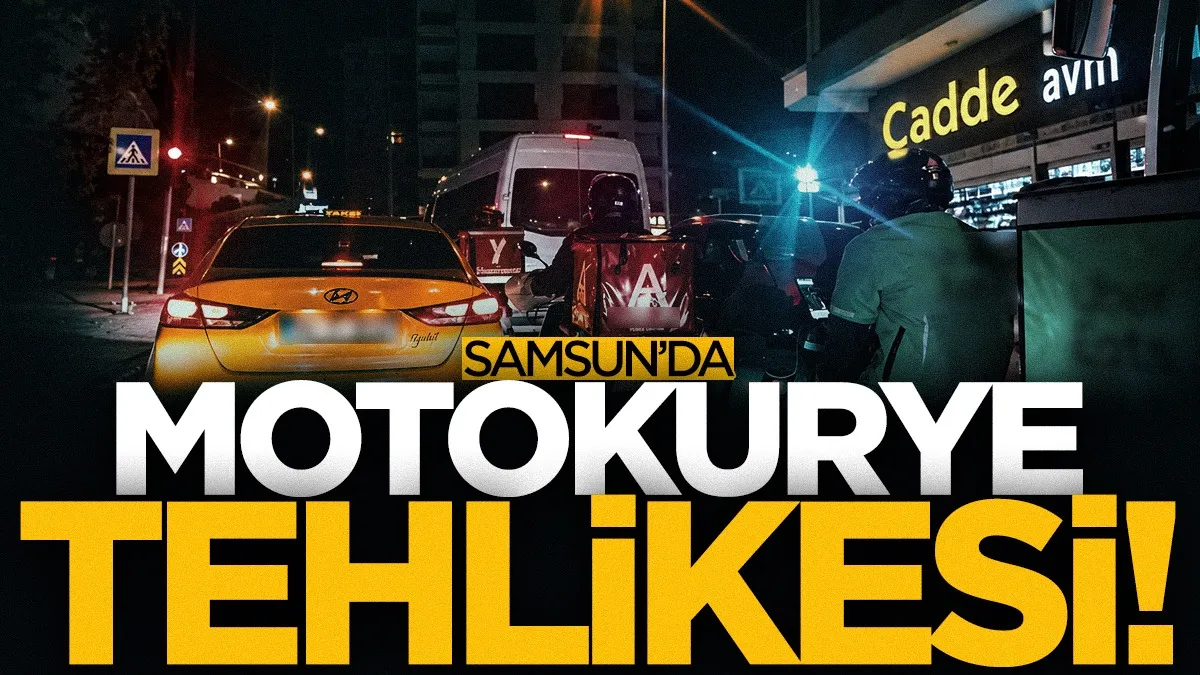 Samsun'da motokurye tehlikesi! Araçların arasından geçtiler