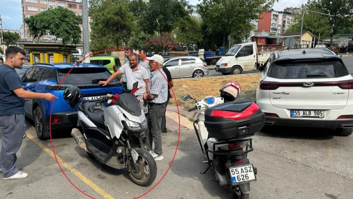 Samsun’da motosiklet ile taksi çarpıştı