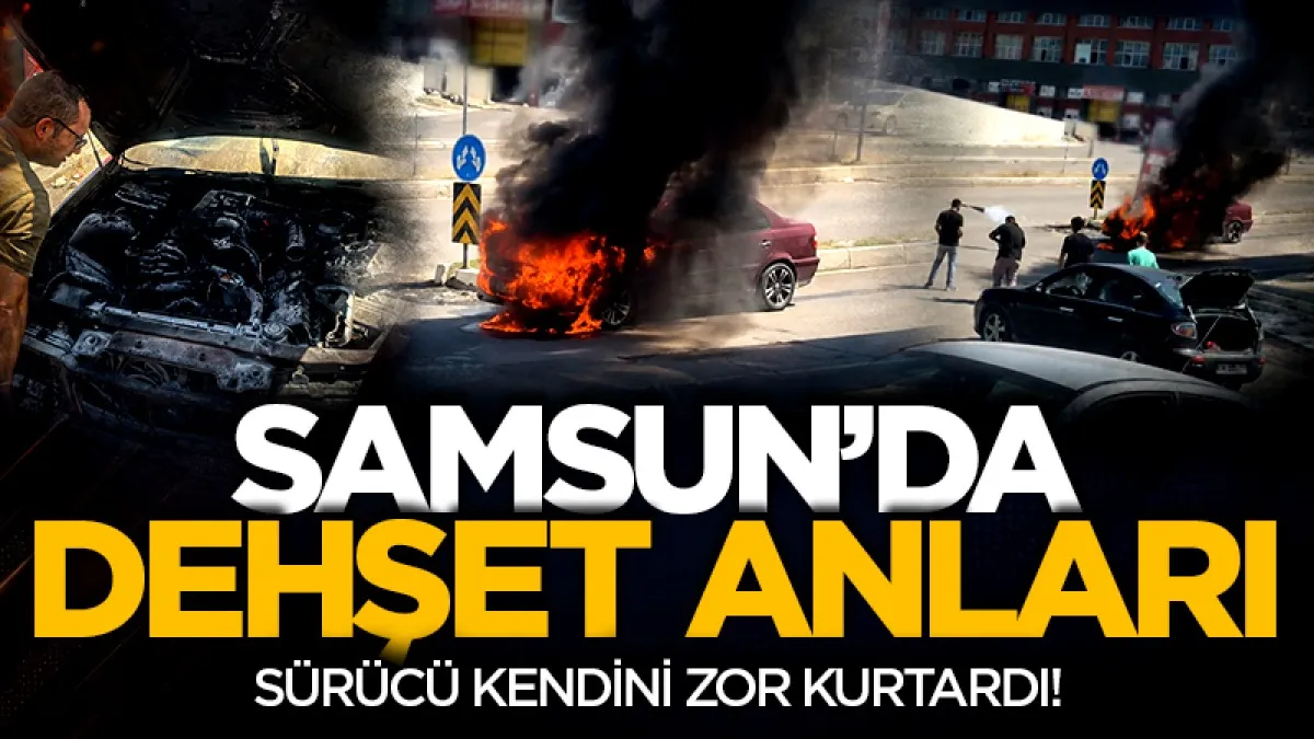 Samsun'da seyir halindeki otomobilde yangın çıktı