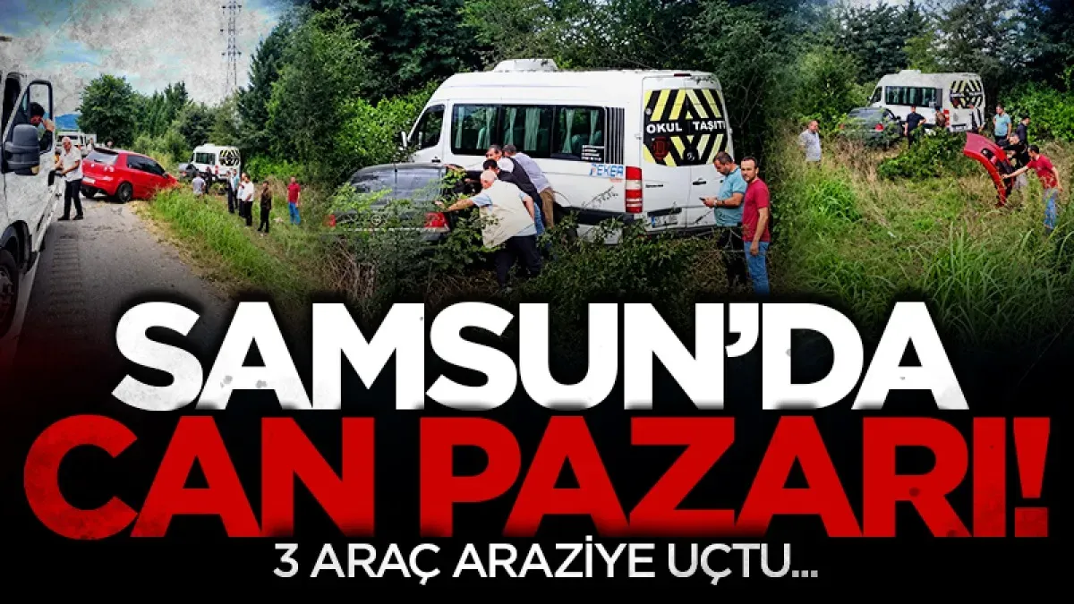 Samsun'da üç aracın karıştığı trafik kazasında 2 kişi yaralandı