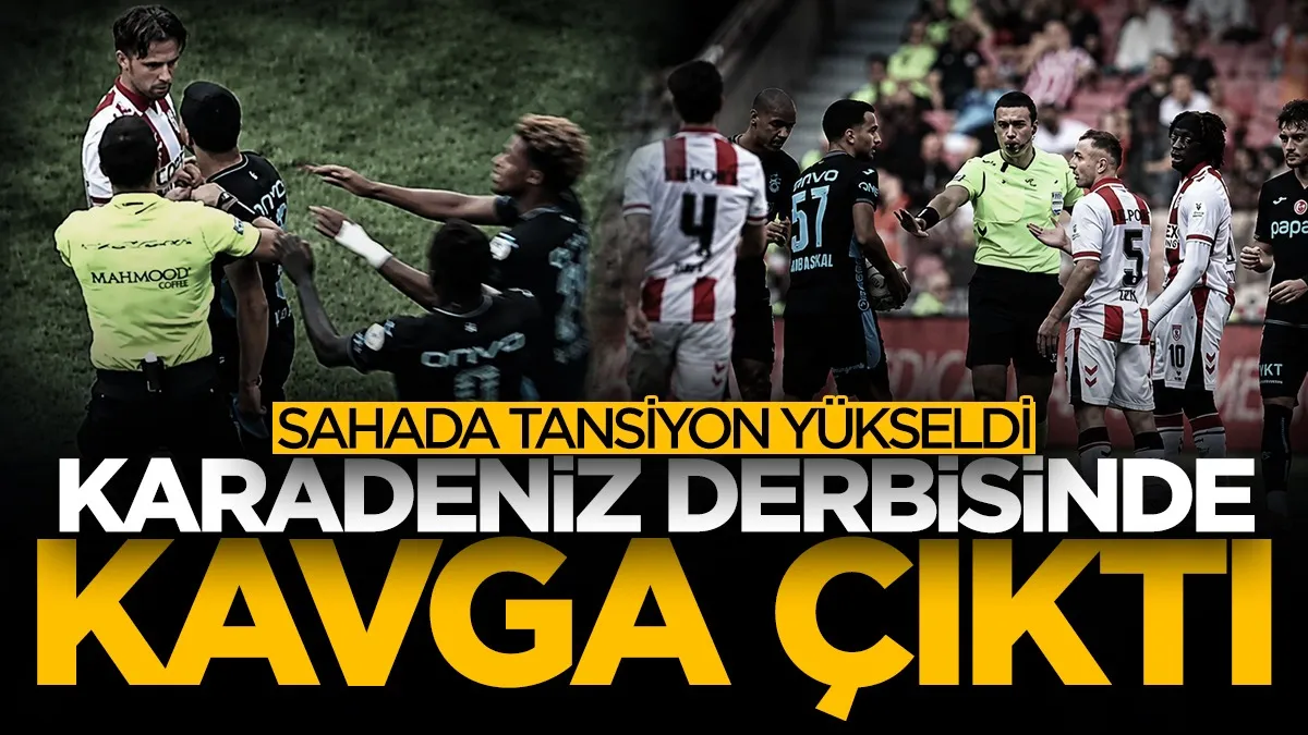 Samsunspor-Trabzonspor derbisinde ortalık karıştı! Kırmızı kart çıktı