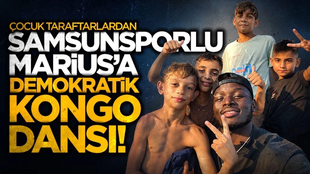 Samsunspor'lu Mouandilmadji’ye çocuk taraftarlardan ‘Demokratik Kongo’ dansı