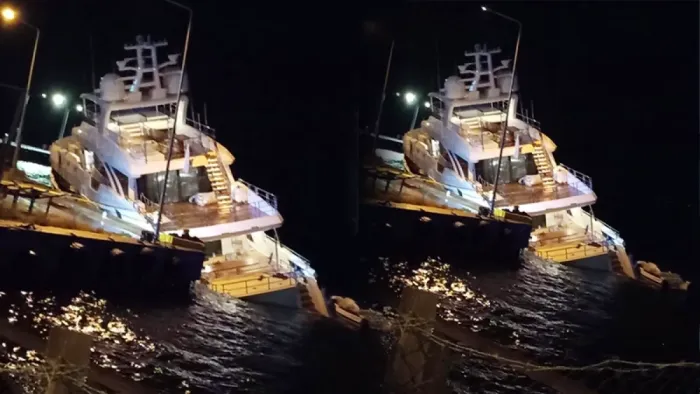 Sinop'ta lüks yat su alarak yan yattı