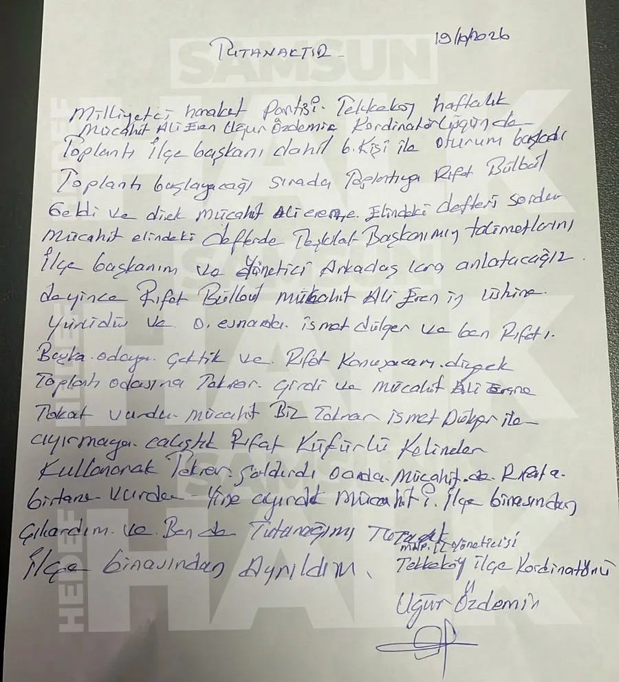 Samsun MHP'deki kavga disipline taşındı Tutanak tutuldu, dilekçe verildi