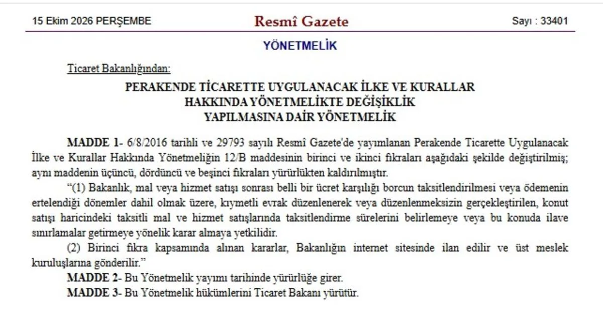Taksitli alışverişte kurallar değişti! Resmi Gazete'de yayımlandı