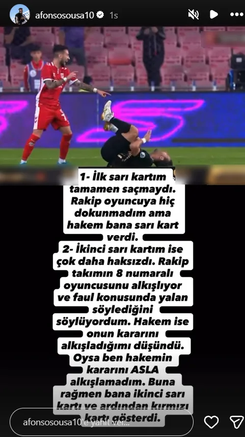 Samsunspor'un yıldızı Afonso Sousa Amedspor maçı sonrası isyan etti: İki sarı kart da haksızdı
