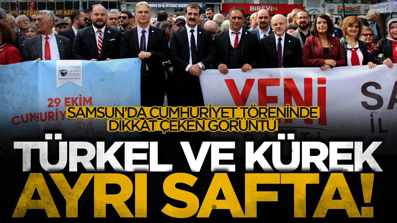 Atakum Belediye Başkanı Serhat Türkel ve İlçe Başkanı Adem Kürek Ayrı safta! Cumhuriyet Bayramı töreninde dikkat çeken görüntü