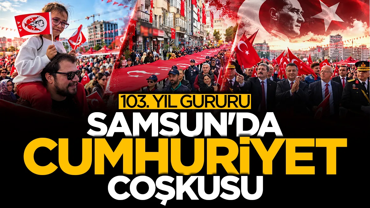 Samsun'da 1919 metrelik Türk bayrağıyla Cumhuriyet coşkusu
